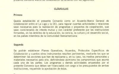 Convenio marco entre la OEI (Organización de Estados Iberoamericanos ) y La Liga Iberoamericana